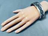 Heavy 119 G Deep Stamp Sterling Silver Vintage Native American Navajo Bracelet