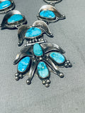 One Of The Best Vintage Native American Navajo Turquoise Sterling Silver Leaf Necklace Old-Nativo Arts