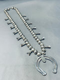 Fab Vintage Native American Navajo Sterling Silver Pearl Squash Blossom Necklace-Nativo Arts