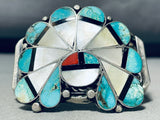 Chief!! Important Vintage Native American Zuni Inlay Sterling Silver Bracelet-Nativo Arts