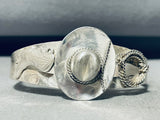 Cowboy Hat, Boots, And Lasso Vintage Native American Navajo Sterling Silver Bracelet-Nativo Arts