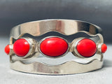 Stunning Southwest Chunky Coral Sterling Silver Bracelet Cuff-Nativo Arts