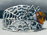 Ancient Tree Sap Spider Sterling Silver Web Bracelet!-Nativo Arts