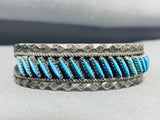 Brilliant Vintage Native American Zuni Sleeping Beauty Turquoise Sterling Silver Bracelet-Nativo Arts