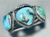 Outstanding Vintage Native American Navajo Pilot Mountain Turquoise Sterling Silver Bracelet-Nativo Arts