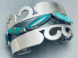 Waves Of Silver Vintage Native American Navajo Turquoise Sterling Bracelet-Nativo Arts