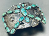 Early 1900's Vintage Native American Navajo Carico Lake Turquoise Sterling Silver Bracelet-Nativo Arts