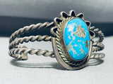 Hand Twisted Wire Cuff Vintage Native American Navajo Turquoise Sterling Silver Bracelet-Nativo Arts