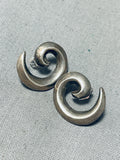 Interesting Vintage Native American Navajo Sterling Silver Swirl Earrings-Nativo Arts