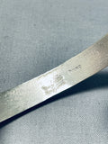 Gorgeous Native American Navajo Signed Sterling Silver Handstamped Tawny Willie Bracelet-Nativo Arts