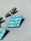 One Of The Best Vintage Native American Turquoise Sterling Silver Cufflinks-Nativo Arts