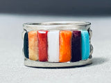 Ray Adakai Striking Vintage Native American Navajo Onyx Sterling Silver Ring-Nativo Arts