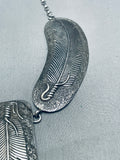 The Biggest Best Vintage Native American Navajo Feather Sterling Silver Necklace-Nativo Arts