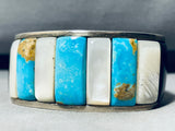 6.5 Inch Wrist Vintage Native American Navajo Turquoise Inlay Sterling Silver Bracelet-Nativo Arts