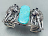 Best Vintage Native American Navajo Wolf Turquoise Sterling Silver Bracelet Cuff-Nativo Arts