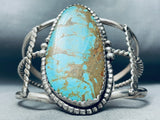 Towering Vintage Native American Navajo Easter Blue Turquoise Sterling Silver Bracelet-Nativo Arts