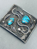 81 Grams Snake Vintage Native American Navajo Turquoise Sterling Silver Buckle Old-Nativo Arts