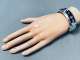 Tsosie Kachina Vintage Native American Navajo Turquoise Inlay Sterling Silver Bracelet-Nativo Arts