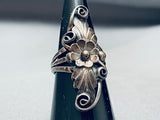 Swirling Leaf Works Vintage Native American Navajo Sterling Silver Ring-Nativo Arts