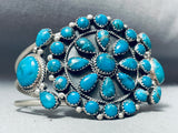 Deep Blue Turquoise Vintage Native American Navajo Sterling Silver Bracelet-Nativo Arts