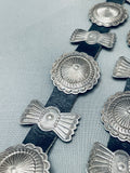 Rare Older Vintage Native American Navajo Sterling Silver Stamped Concho Belt-Nativo Arts