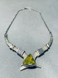 George Nusie Henry Vintage Native American Navajo Green Turquoise Sterling Silver Necklace-Nativo Arts