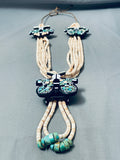 Native American The Best Vintage Santo Domingo Warren Nieto Turquoise Inlay Necklace
