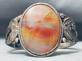 One Of The Best Ever Vintage Native American Navajo Petrified Wood Sterling Silver Bracelet