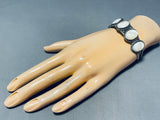 Luminous Vintage Native American Navajo 5 Mother Of Pearl Sterling Silver Bracelet-Nativo Arts