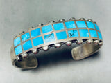 Native American 6 Inch Wrist Cute But Sturdy Vintage Zuni Turquoise Sterling Silver Bracelet-Nativo Arts