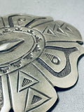 Massive Native American Navajo Signed Silver Repousse Handcarved Silver Buckle-Nativo Arts