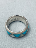 Rar Eben Morgan Vintage Native American Navajo Turquoise Inlay Sterling Silver Ring Old-Nativo Arts