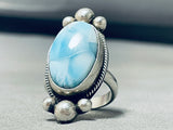 Stunning Native American Navajo Larimar Sterling Silver Huge Ring-Nativo Arts
