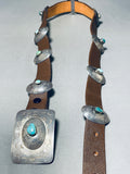 Quality Hand Tooled Vintage Native American Navajo Sterling Silver Turquoise Concho Belt Old-Nativo Arts