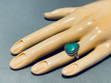 Gorgeous Vintage Native American Hopi Green Turquoise Sterling Silver Ring-Nativo Arts