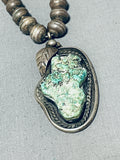 Superior Vintage Native American Navajo Green Seafoam Turquoise Sterling Silver Necklace-Nativo Arts