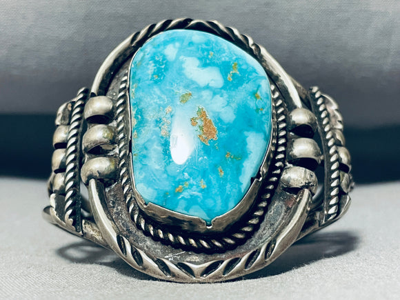 Old Deposit Carico Lake!!!! Vintage Native American Navajo Turquoise Sterling Silver Bracelet-Nativo Arts