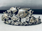 School Of Fish!! Vintage Sterling Silver Detailed Bracelet Cuff-Nativo Arts