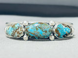 Gasp! Vintage Native American Navajo 3 Smokey Bisbee Turquoise Sterling Silver Bracelet-Nativo Arts