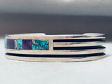 One Of The Best 6 Inch Wrist Vintage Native American Navajo Inlay Sterlinmg Silver Bracelet-Nativo Arts