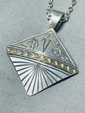 Magnificent Vintage Signed Native American Navajo Sterling Silver 14k Gold Necklace-Nativo Arts