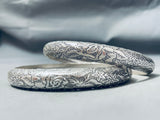 Exquisite Vintage Native American Sterling Silver Bracelet Set
