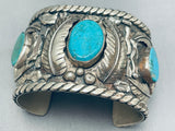 96 Grams Heavy Wide Vintage Native American Navajo Turquoisew Sterling Silver Bracelet-Nativo Arts