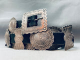 Hand Tooled Vintage Native American Navajo Sterling Silver Concho Belt Old-Nativo Arts