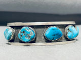 Brilliant Native American Navajo Signed 7 Morenci Turquoise Sterling Silver Bracelet-Nativo Arts