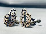 Impressive Vintage Native American Navajo Sterling Silver Scorpion Cuff Links-Nativo Arts