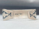 Cloud Stamp Work Vintage Native American Navajo Inlay Sterling Silver Bracelet-Nativo Arts
