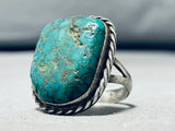 Classic Vintage Native American Navajo Green Turquoise Sterling Silver Ring-Nativo Arts