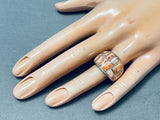 Best Vintage Native American Navajo Yellow Spiny Oyster Shell Silver Ring-Nativo Arts