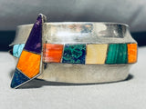 Important 6' Wrist Vintage Native American Navajo Turquoise Inlay Sterling Silver Bracelet-Nativo Arts